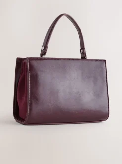Bordeauxrood - Top Handle Tas met krokodillenmotief