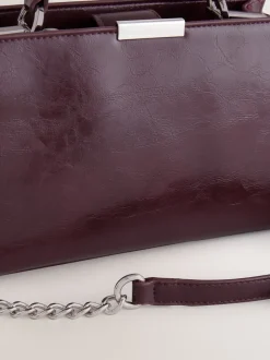 Bordeauxrood - Top Handle Tas met krokodillenmotief