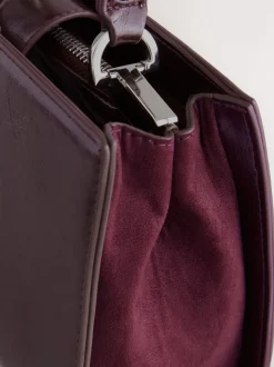 Bordeauxrood - Top Handle Tas met krokodillenmotief