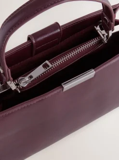Bordeauxrood - Top Handle Tas met krokodillenmotief