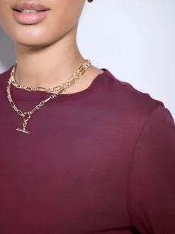 Bordeauxrood - T-shirt met lange mouwen en ronde hals