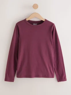 Bordeauxrood - T-shirt met lange mouwen en ronde hals