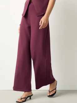 Bordeauxrood - Wide Leg Compact Trousers