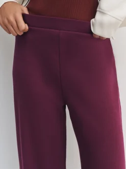 Bordeauxrood - Wide Leg Compact Trousers