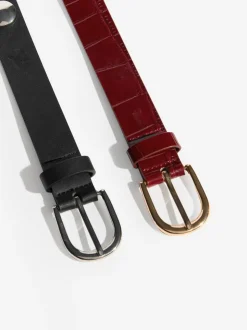 Bordeauxrood en zwart - Friends Like These Studded Belts 2 Pack