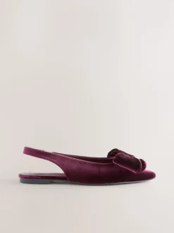 Bordeauxrood fluweel - Forever Comfort® ballerina's met strik, spitse neus en hielbandje
