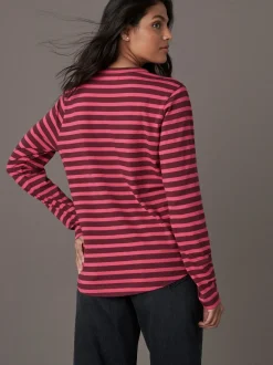 Bordeauxrood gestreept - T-shirt met lange mouwen en ronde hals