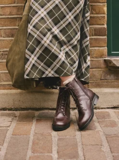 Bordeauxrood leer - Forever Comfort® - Enkellaarzen met vetersluiting