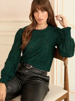 Bosgroen - Love & Roses Textured Long Sleeve Top