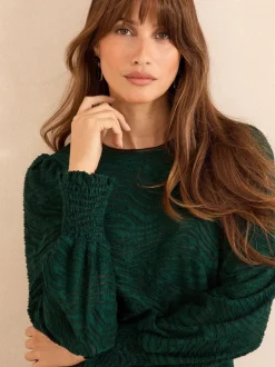 Bosgroen - Love & Roses Textured Long Sleeve Top