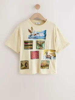 Boter Geel - Sequin Patch Graphic Duck Short Sleeve Crew Neck T-Shirt