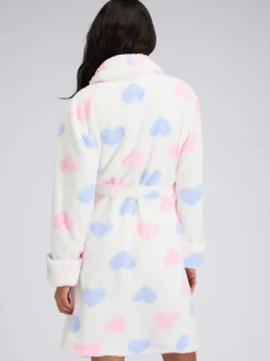 Boux Avenue Fluffy Boucle Heart Midi Dressing Gown