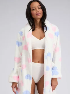 Boux Avenue Fluffy Boucle Heart Midi Dressing Gown