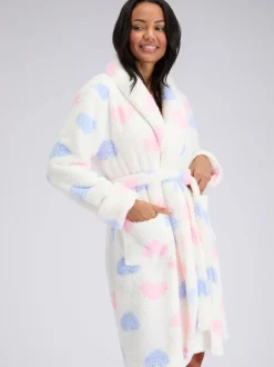 Boux Avenue Fluffy Boucle Heart Midi Dressing Gown
