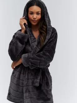 Boux Avenue Fluffy Stripe Short Dressing Gown