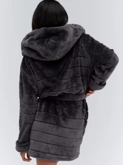 Boux Avenue Fluffy Stripe Short Dressing Gown