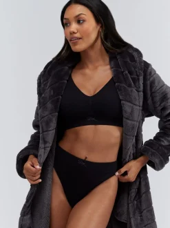 Boux Avenue Fluffy Stripe Short Dressing Gown