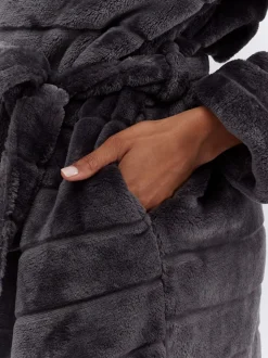 Boux Avenue Fluffy Stripe Short Dressing Gown