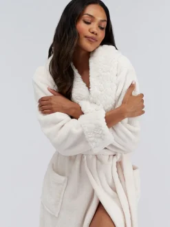 Boux Avenue Fur Trim Long Dressing Gown