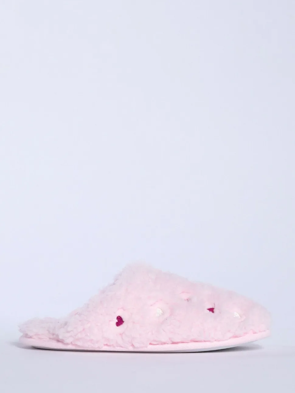 Boux Avenue Heart Embroidered Borg Mule Slippers