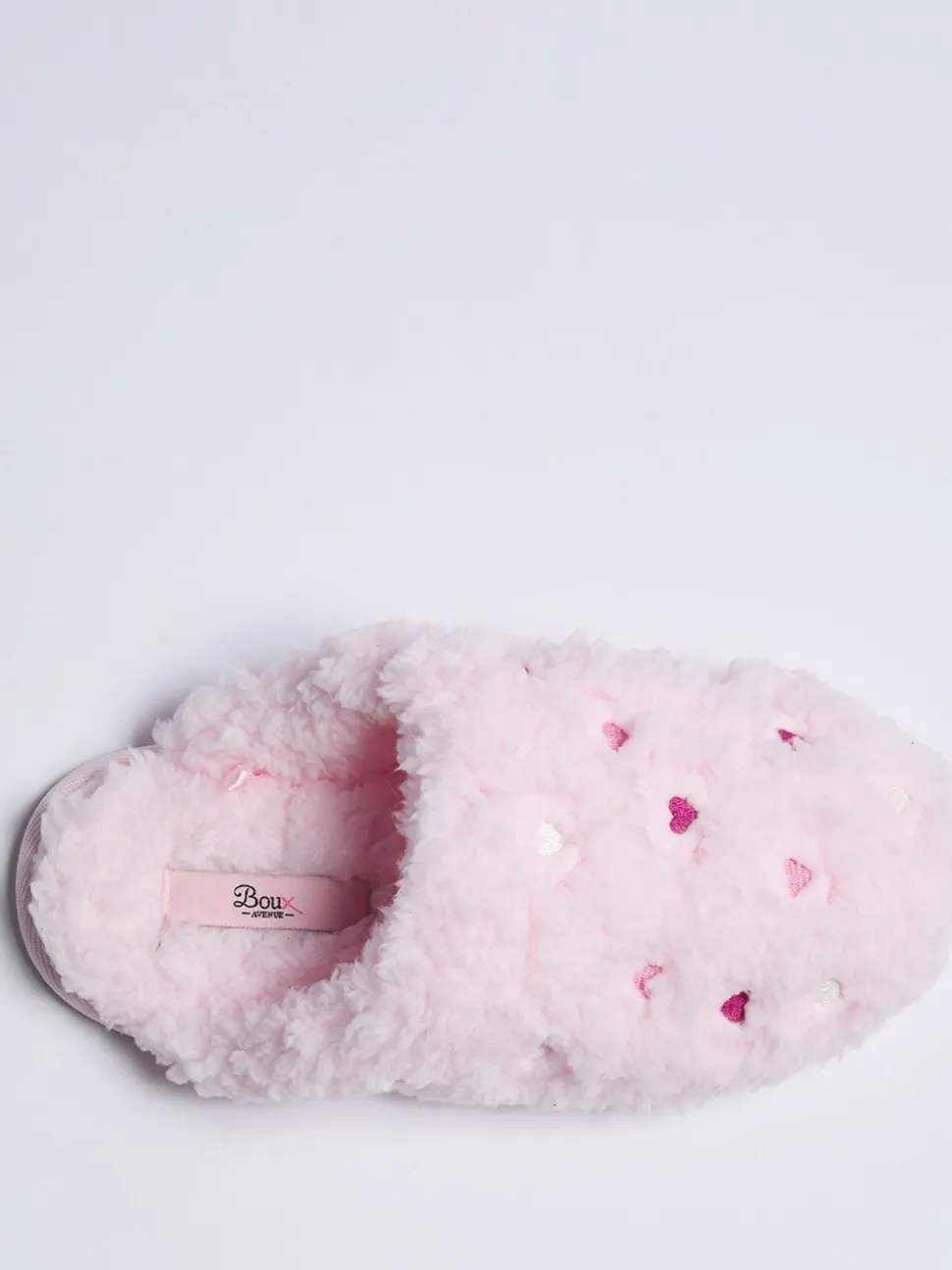 Boux Avenue Heart Embroidered Borg Mule Slippers