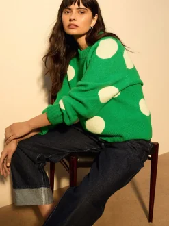 Bright Green Spot - Gebreide trui met ronde hals van wol