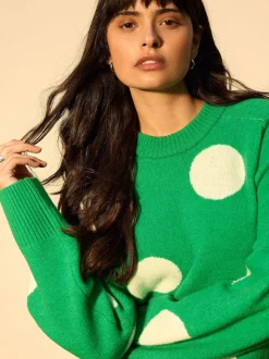 Bright Green Spot - Gebreide trui met ronde hals van wol