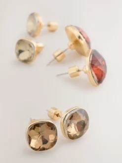 Brons - Jewel Stud Earrings 3 Pack