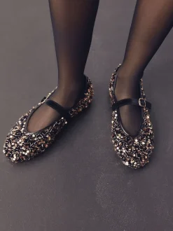 Brons - Mary Jane-schoenen met versierde pailletten van Forever Comfort®