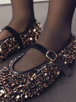 Brons - Mary Jane-schoenen met versierde pailletten van Forever Comfort®