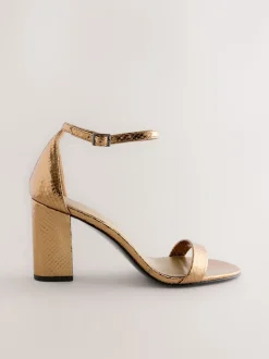 Brons - Sandalen met blokhak