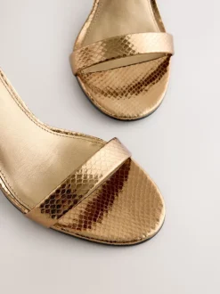 Brons - Sandalen met blokhak