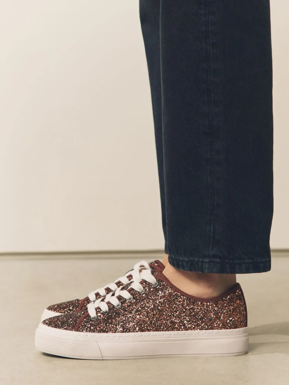 Bronskleurig met glitter - Forever Comfort® Glitter Baseball Lace Up Trainers