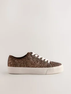 Bronskleurig met glitter - Forever Comfort® Glitter Baseball Lace Up Trainers