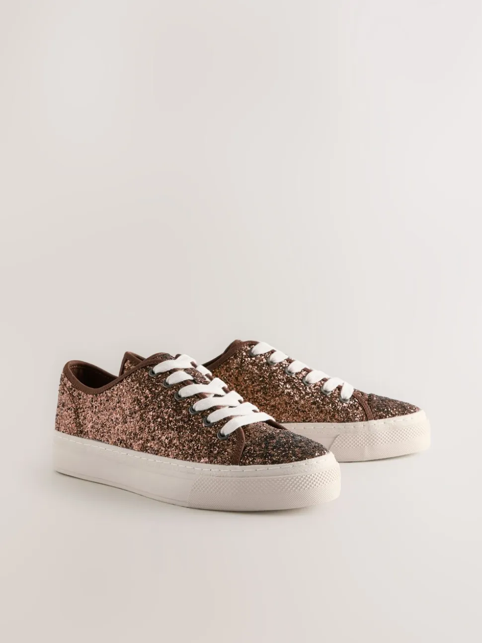 Bronskleurig met glitter - Forever Comfort® Glitter Baseball Lace Up Trainers