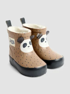 Brown Panda - JoJo Maman Bébé Short Cosy Lined Wellie Boot