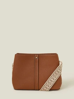 Bruin - Accessorize Faux Leather Webbing Strap Cross-Body Bag