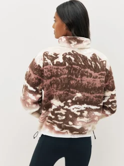 Bruin - Columbia Helvetia™ II Cropped fleece met print en halve drukknoopsluiting