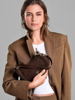 Bruin - Dune London Direction Small nette schoudertas met ronde hals