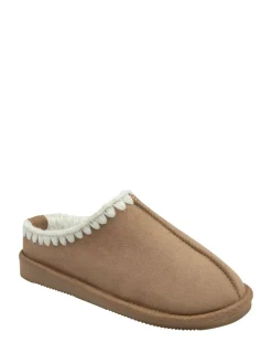 Bruin - Dunlop Faux Suede Whipstitch Mule Slippers