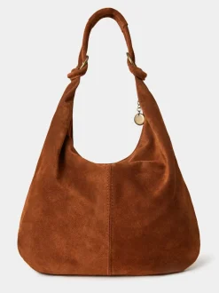 Bruin - Joe Browns - Geknoopte winter-hobo tas van Italiaanse suède