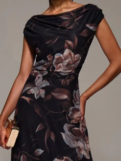 Bruin - Jolie Moi Asymmetric Neck Mesh Maxi Dress