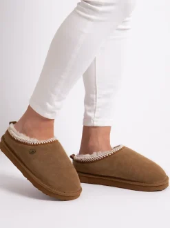 Bruin - Just Sheepskin - Erin damespantoffels van schapenvacht
