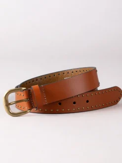 Bruin - Lakeland Leather - Leren sandaalriem met studs