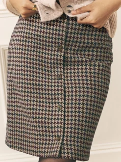 Bruin - Laura Ashley Dogtooth Check Mini Skirt with Wool