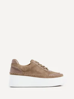 Bruin - Linzi - Harlem sneakers met plateauzool van imitatieleer