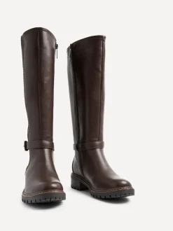 Bruin - Linzi Gilded High Leg Boots With Stretch Side Panel and Buckle Detail
