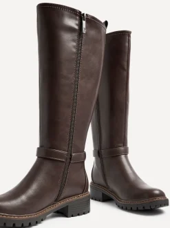 Bruin - Linzi Gilded High Leg Boots With Stretch Side Panel and Buckle Detail