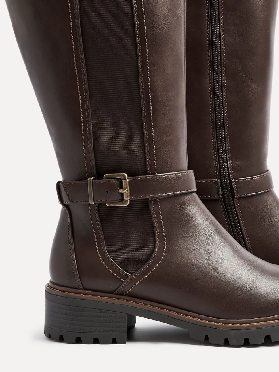Bruin - Linzi Gilded High Leg Boots With Stretch Side Panel and Buckle Detail