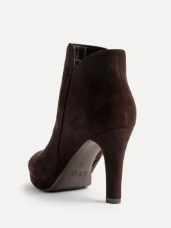 Bruin - Linzi Layara enkellaarzen met plateauzool en stilettohakken